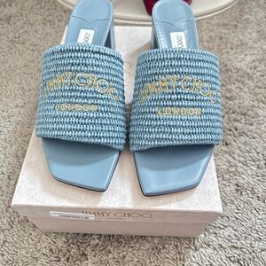 Jimmy Choo Light Blue heels with Gold logo Eu size 40.5